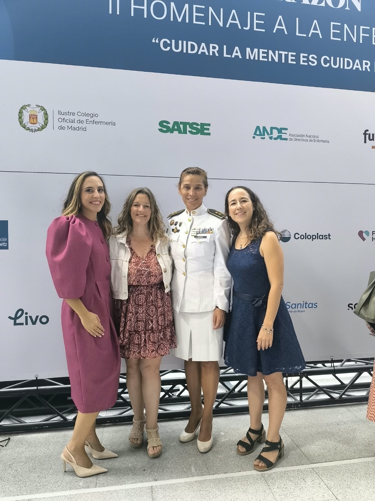 Sara Herrero (secretaria general del CGE), Leticia Bazo, Enfermera de la Armada Española y Aida Junquera