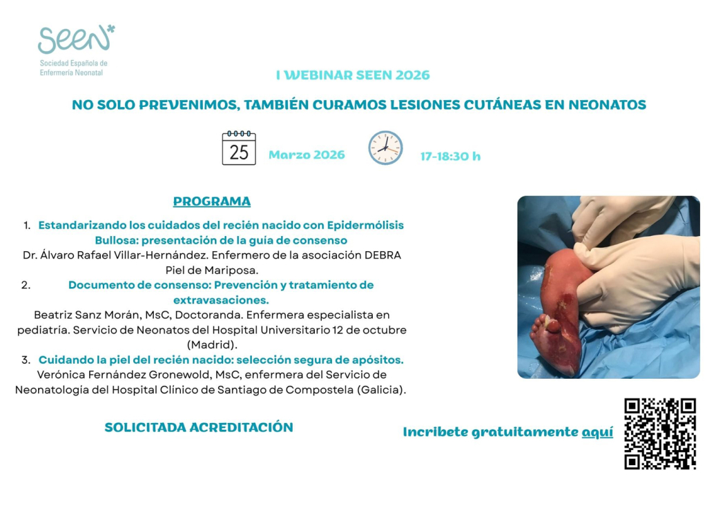 I Webinar SEEN 2026. No solo prevenimos, también curamos lesiones cutáneas en neonatos